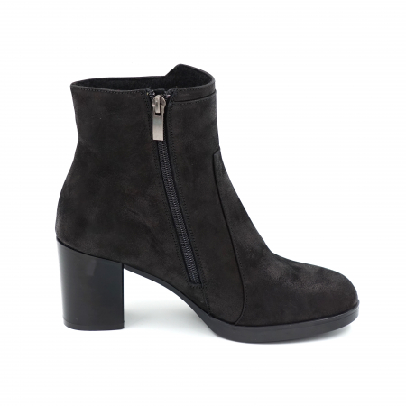 Ghete dama casual din piele naturala neagra cu imprimeu cu varf rotund si toc mic gros 5 cm 76020-1-23 [3]
