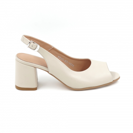 Sandale dama - Sandale dama din piele naturala nude bej cu varf rotund si toc mic gros imbracat 6 cm 1026-24