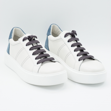 Pantofi dama tip adidas din piele naturala alba si albastru deschis sidef cu varf rtound si talpa 3 cm  50621-3-24 [2]
