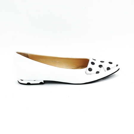 Pantofi dama tip balerini din piele naturala alba cu varf ascutit stiletto si toc mic imbracat de 1 cm 61920-26 [5]