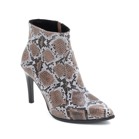 Ghete dama din piele naturala cu imprimeu sarpe gri, cu varf ascutit stiletto si toc inalt subtire de 9 cm 79419-25 [1]