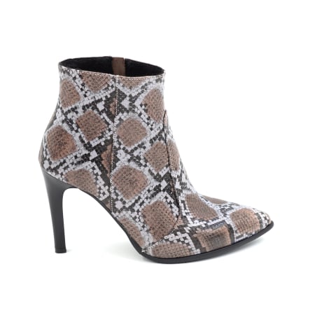 Ghete elegant & office dama - Ghete dama din piele naturala cu imprimeu sarpe gri, cu varf ascutit stiletto si toc inalt subtire de 9 cm 79419-25