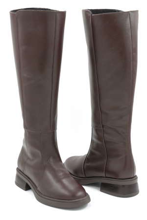 Cizme dama casual din piele naturala maro cu varf rotund si talpa de 3 cm 27513-25 [3]