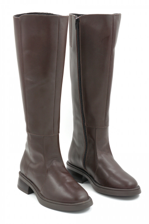 Cizme dama casual din piele naturala maro cu varf rotund si talpa de 3 cm 27513-25 [2]