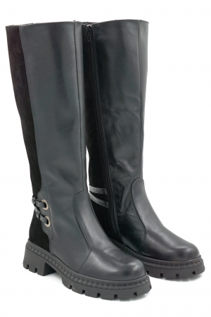 Cizme dama din piele naturala neagra cu varf rotund si talpa de 4 cm 74919-1-25 [2]