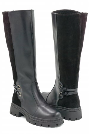 Cizme dama din piele naturala neagra cu varf rotund si talpa de 4 cm 74919-1-25 [3]