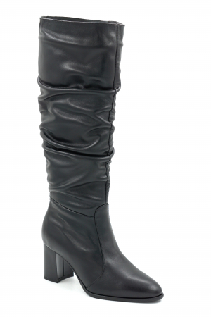 Cizme dama din piele naturala neagra cu varf ascutit si toc mic gros de 6 cm 77221-13-25 [1]