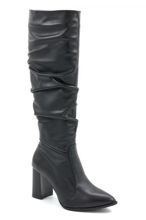 Cizme dama din piele naturala neagra cu varf ascutit si toc mediu gros de 8 cm 77221-9-25 [2]