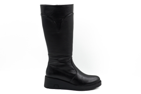 Cizme dama casual din piele naturala neagra cu varf rotund si talpa de 4 cm 70519-26 [5]