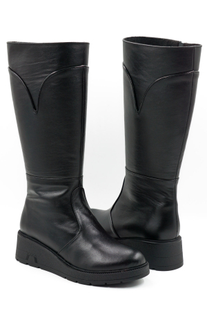 Cizme dama casual din piele naturala neagra cu varf rotund si talpa de 4 cm 70519-26 [3]