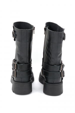 Cizme dama casual scurte din piele naturala neagra cu accesorii metalice, varf rotund si toc 3 cm 71024-24 [4]