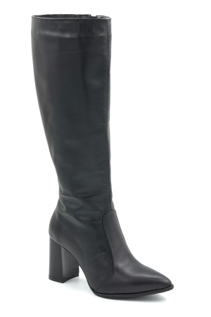Cizme dama din piele naturala neagra cu varf ascutit stiletto si toc mediu gros de 8 cm 70123-14-25 [1]