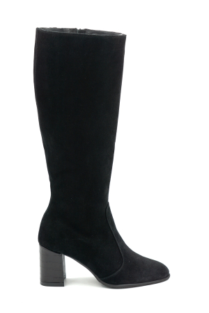 Cizme dama - Cizme dama din piele naturala intoarsa neagra cu varf ascutit si toc mediu gros de 7 cm 70123-19-25