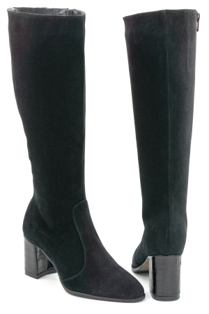 Cizme dama din piele naturala intoarsa neagra cu varf ascutit si toc mediu gros de 7 cm 70123-19-25 [4]