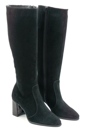 Cizme dama din piele naturala intoarsa neagra cu varf ascutit si toc mediu gros de 7 cm 70123-19-25 [2]