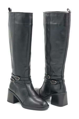 Cizme dama din piele naturala neagra cu varf rotund si toc mic gros de 6 cm 70825-2-25 [3]