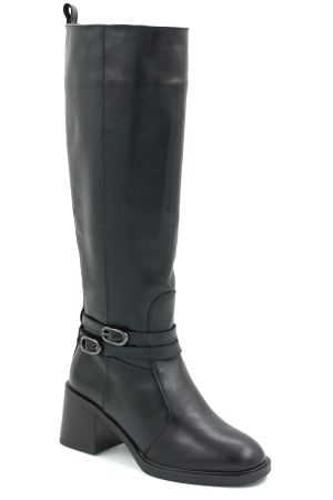 Cizme dama din piele naturala neagra cu varf rotund si toc mic gros de 6 cm 70825-2-25 [1]