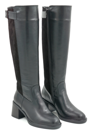 Cizme dama din piele naturala neagra cu varf rotund si toc mic gros de 6 cm 76121-25 [2]