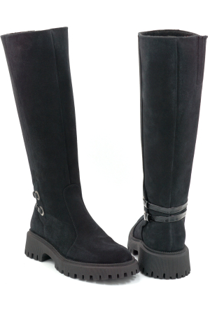 Cizme dama din piele naturala intoarsa neagra cu varf rotund si talpa de 3 cm 74919-1-25 [4]