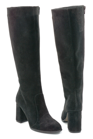 Cizme dama din piele naturala intoarsa neagra cu varfa scutit si toc mediu gros imbracat de 8 cm 70123-8-25 [4]