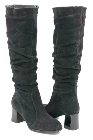 Cizme dama din piele naturala intoarsa negru cu varf rotund si toc de 6 cm 78321-25 [3]