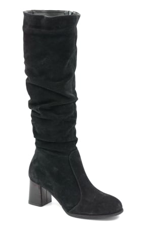 Cizme dama din piele naturala intoarsa negru cu varf rotund si toc de 6 cm 78321-25 [1]