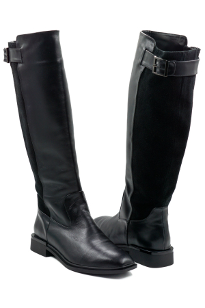 Cizme dama din piele naturala neagra cu varf patrat si toc mic gros de 3 cm 76121-26 [3]