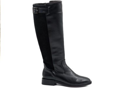 Cizme dama din piele naturala neagra cu varf patrat si toc mic gros de 3 cm 76121-26 [5]