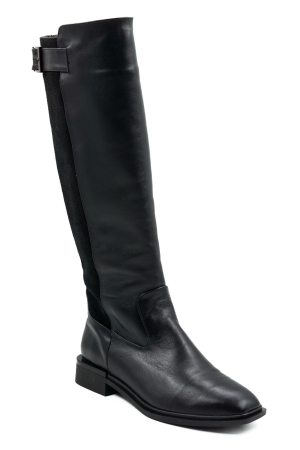 Cizme dama din piele naturala neagra cu varf patrat si toc mic gros de 3 cm 76121-26 [1]
