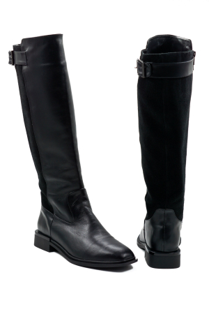 Cizme dama din piele naturala neagra cu varf patrat si toc mic gros de 3 cm 76121-26 [4]