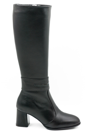 Cizme elegant & office dama - Cizme dama din piele naturala neagra cu varf rotund si toc mic gros de 6 cm 78518-26