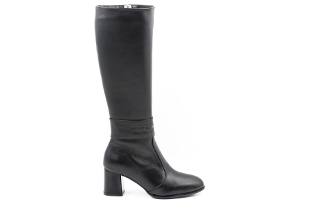 Cizme dama din piele naturala neagra cu varf rotund si toc mic gros de 6 cm 78518-26 [5]