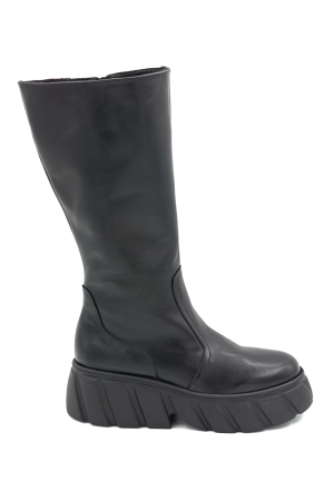 Cizme dama - Cizme dama din piele naturala negru cu varf rotund si talpa de 5 cm 77921-25