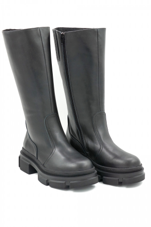 Cizme dama casual scurte din piele naturala neagra cu varf rotund si talpa 3 cm 77921-3-23 [2]
