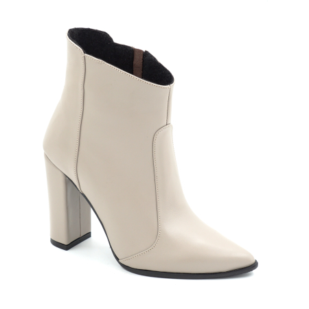 Ghete dama din piele naturala gri cu varf ascutit stiletto si toc inalt gros imbracat de 9 cm 78918-1-25 [1]