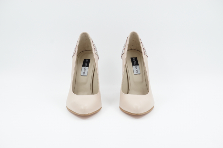 Pantofi dama din piele naturala nude cu varf ascutit si toc inalt gros imbracat 9 cm 53018-22 [3]