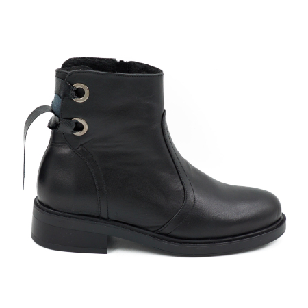 Dama - Ghete dama din piele naturala neagra cu varf rotund si talpa de 3 cm 71120-26