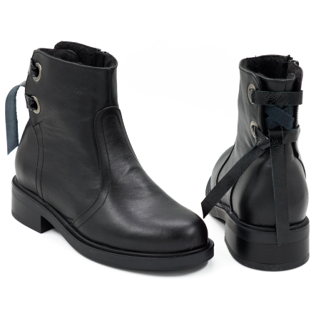 Ghete dama din piele naturala neagra cu varf rotund si talpa de 3 cm 71120-26 [4]