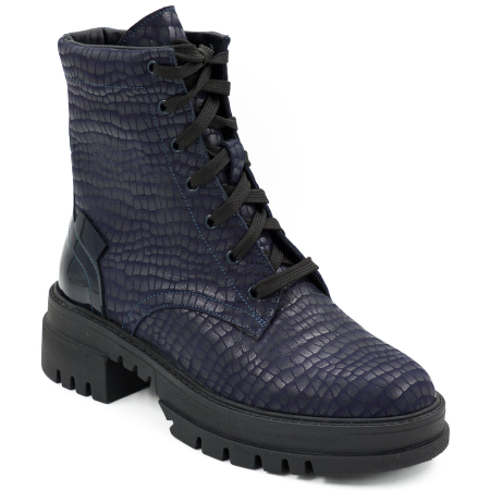 Ghete dama casual din piele naturala bleumaren cu imprimeu si lac bleumaren cu varf rotund si talpa 4 cm 77821-26 [1]