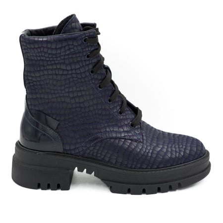 Ghete casual & bocanci dama - Ghete dama casual din piele naturala bleumaren cu imprimeu si lac bleumaren cu varf rotund si talpa 4 cm 77821-26