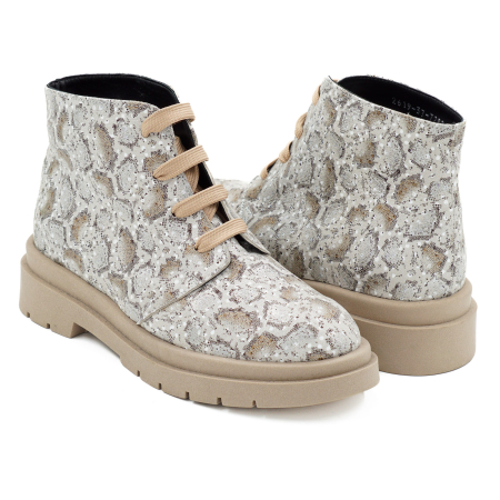 Ghete dama casual din piele naturala cu imprimeu cu varf rotund si talpa 3 cm 72821-1-26 [3]