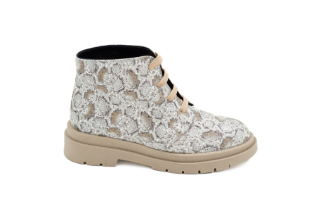Ghete dama casual din piele naturala cu imprimeu cu varf rotund si talpa 3 cm 72821-1-26 [5]