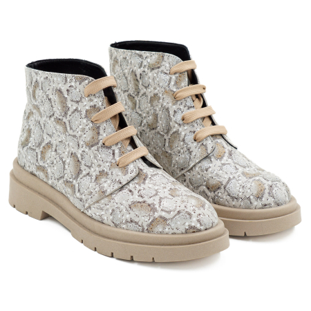 Ghete dama casual din piele naturala cu imprimeu cu varf rotund si talpa 3 cm 72821-1-26 [2]