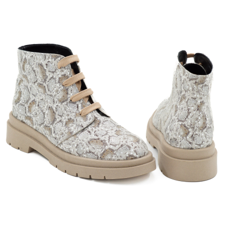 Ghete dama casual din piele naturala cu imprimeu cu varf rotund si talpa 3 cm 72821-1-26 [4]