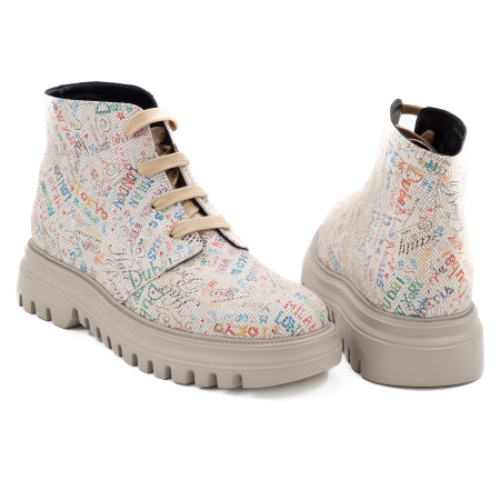 Ghete dama casual din piele naturala cu imprimeu cu varf rotund si talpa 3 cm 72821-26 [4]