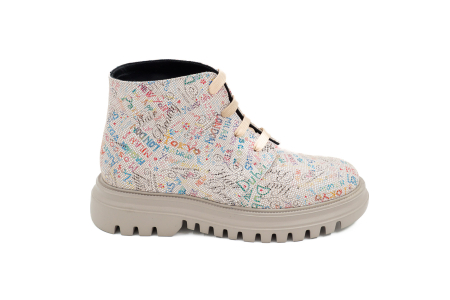 Ghete dama casual din piele naturala cu imprimeu cu varf rotund si talpa 3 cm 72821-26 [5]