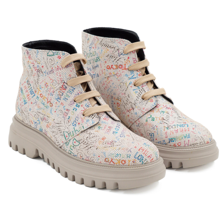 Ghete dama casual din piele naturala cu imprimeu cu varf rotund si talpa 3 cm 72821-26 [2]