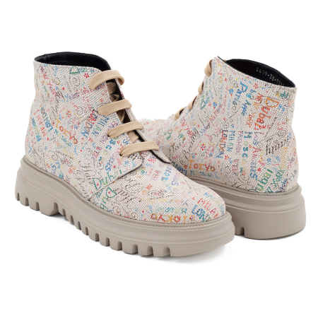 Ghete dama casual din piele naturala cu imprimeu cu varf rotund si talpa 3 cm 72821-26 [3]