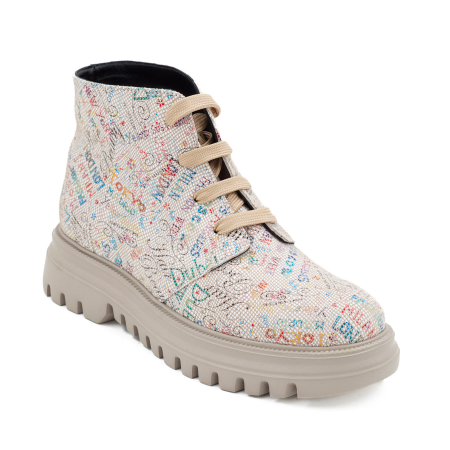 Ghete dama casual din piele naturala cu imprimeu cu varf rotund si talpa 3 cm 72821-26 [1]