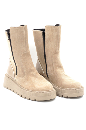 Ghete dama din piele naturala intoarsa bej cappucino cu varf rotund si talpa de 5 cm 74319-24 [3]